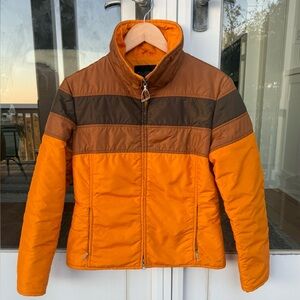 Vintage Head Ski Jacket Women’s S, Retro 70’s Color Block, Orange Brown